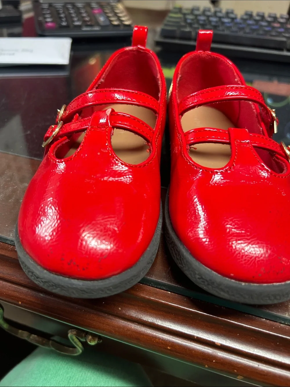 Old Navy Red Patent Double-Strap Mary Jane Flats size 10.5